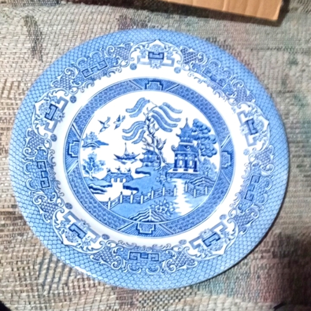 Rare Blue willow china plate 10"